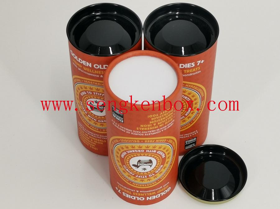 Veterinary Medicine Packaging Round Paper Canister with Metal Lid
