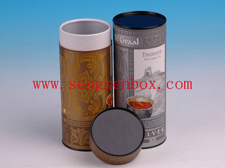 Generous Silver And Gold Tea Tin With Black Metal Lid