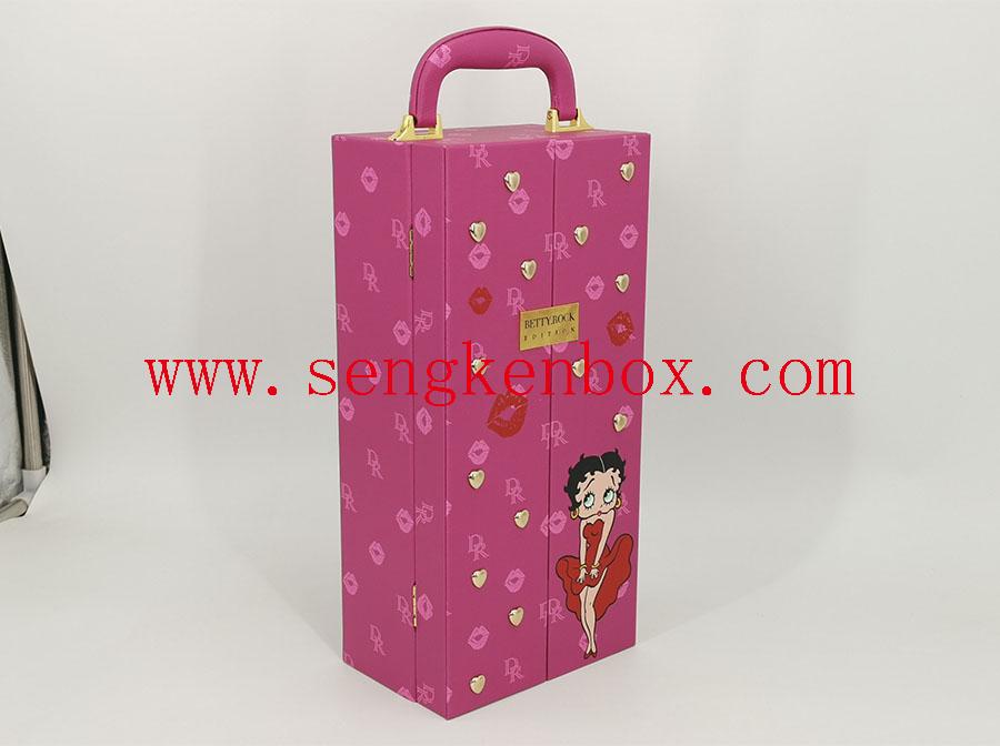 Wine Packaging Box With Pink Cartoon Pattern