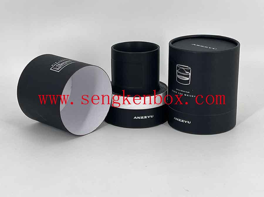 Black Whiskey Gift Roll Edge Paper Can