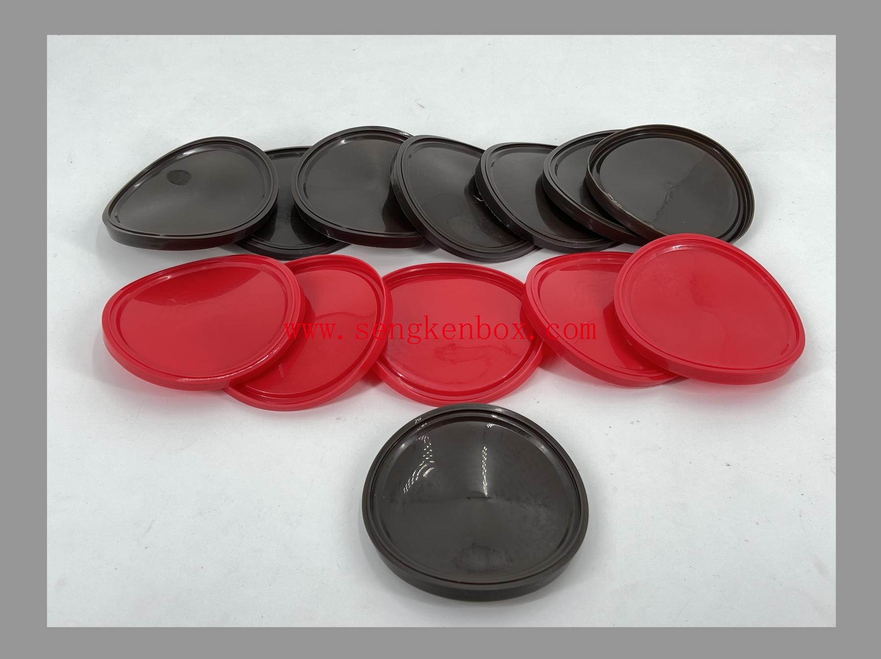 Roodbruine 99 mm plastic hoezen voor samengestelde papieren blikverpakkingen
