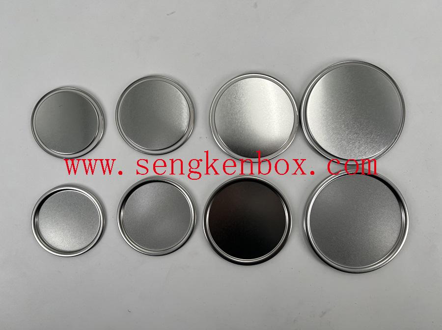 Zilveren ronde metalen platte bodem blikdeksels voor papieren buis