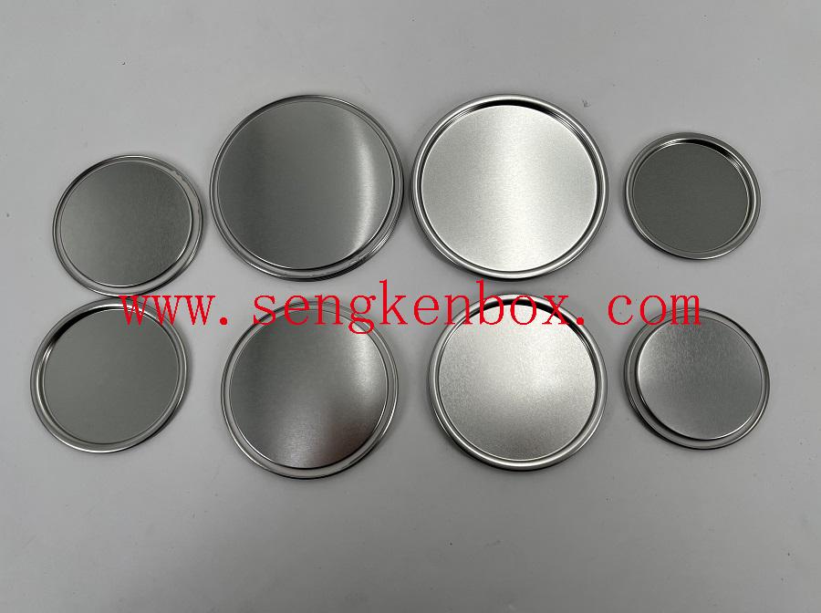 Zilveren ronde metalen deksels met platte bodem