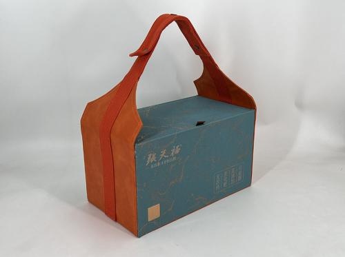 OEM en ODM Double Celadon Tea Jar Gift Box with Leather Handle te koop