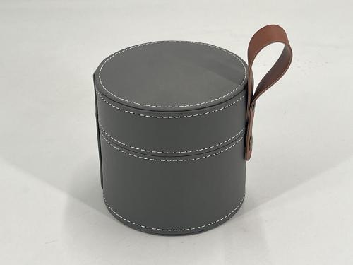 OEM en ODM Round leather box with handle for ceramic jar packaging te koop