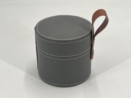 OEM en ODM Round leather box with handle for ceramic jar packaging te koop