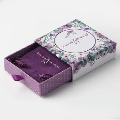 OEM en ODM Custom purple drawer jewelry packaging pouch and boxes with logo te koop