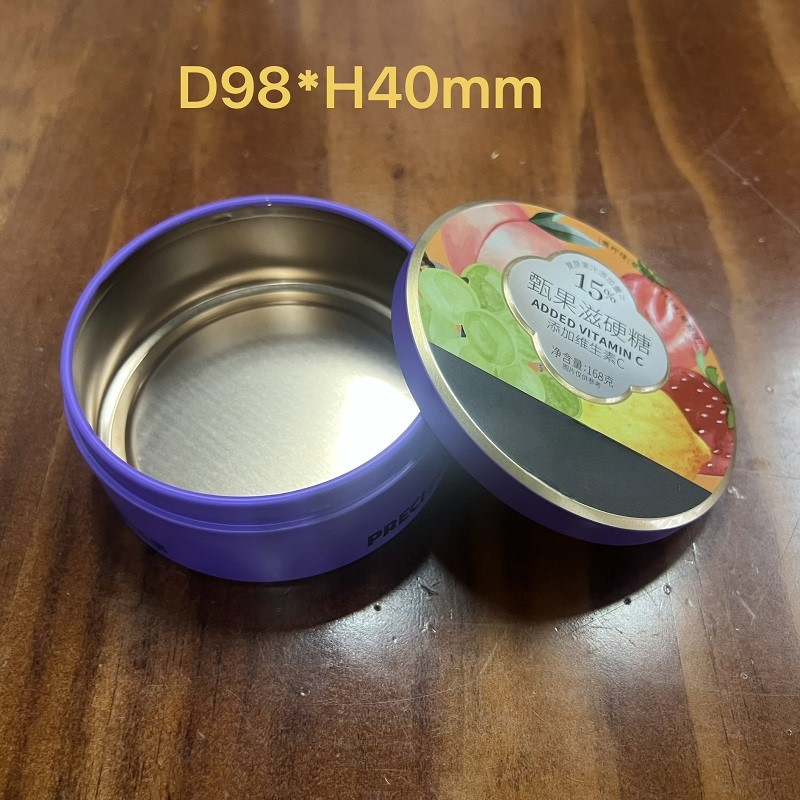 Ronde Snoepblikken Doos D98*H40mm Voedselkwaliteit Blikjes Metalen Houder Voor Vitamine C Harde Snoep Cadeauverpakking*